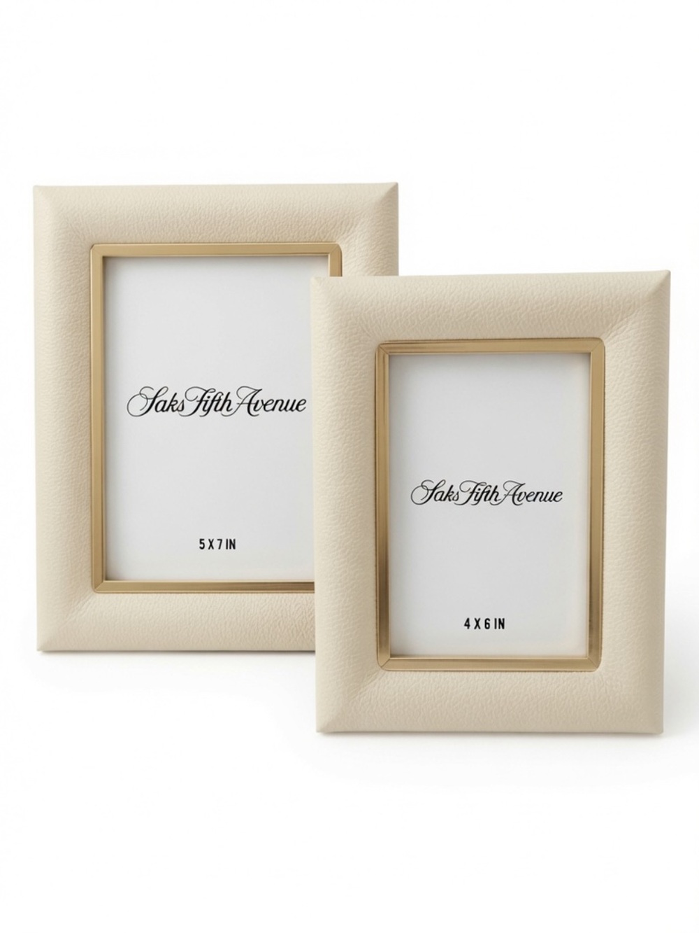Saks Fifth Avenue Cream Faux Leather
Picture Frames Set of 2 | 4x6 & 5x7
NWT